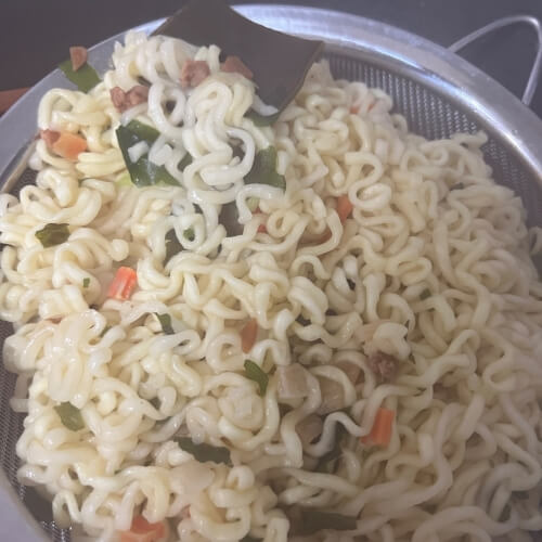 Strained spaghetti and raccoon noodles