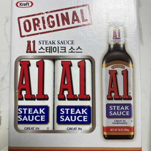 Original product packaging for A1 Steak Sauce