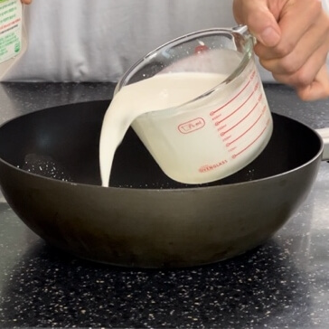 Transfer the whipped cream mixture to a large saucepan.