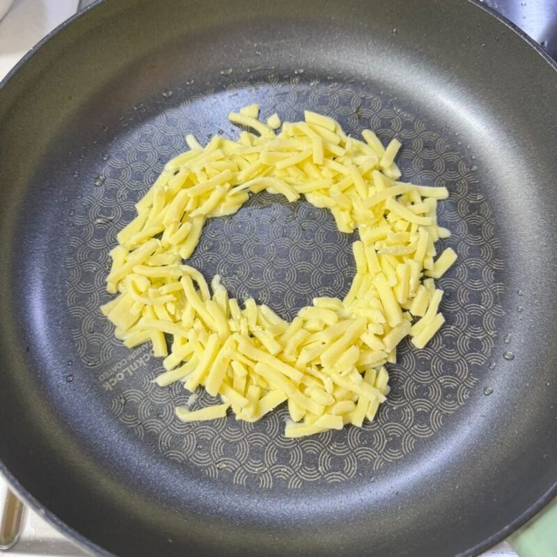 Mozzarella cheese on top with a hole made in the center