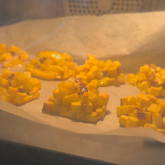Sweet potato cookies baking in the oven.