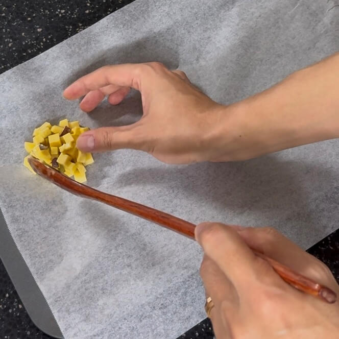 Shaping the dough and placing it on a piece of paper foil