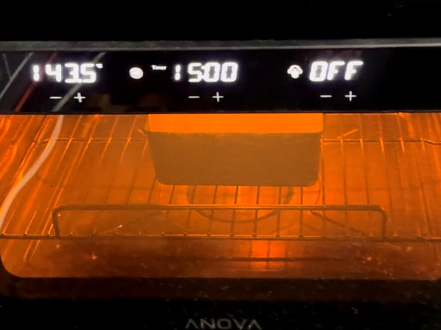 Putting it in the oven and heating it up