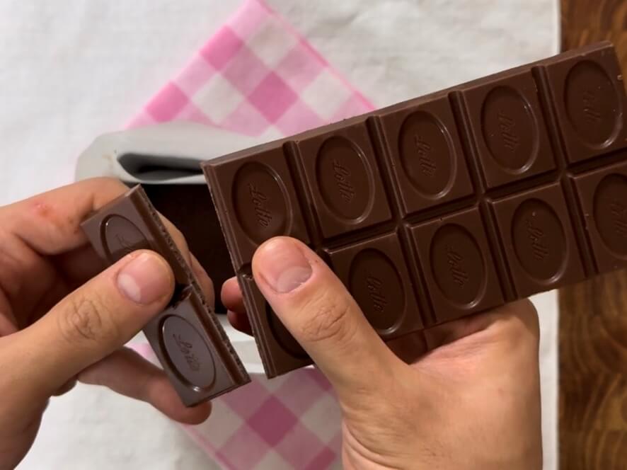 Chopping up a bar of chocolate