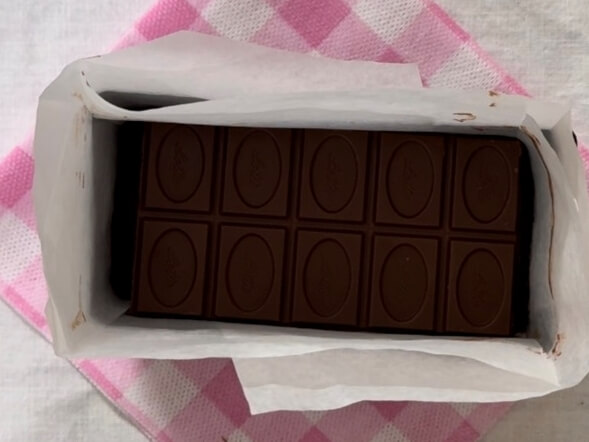 Topped with chocolate