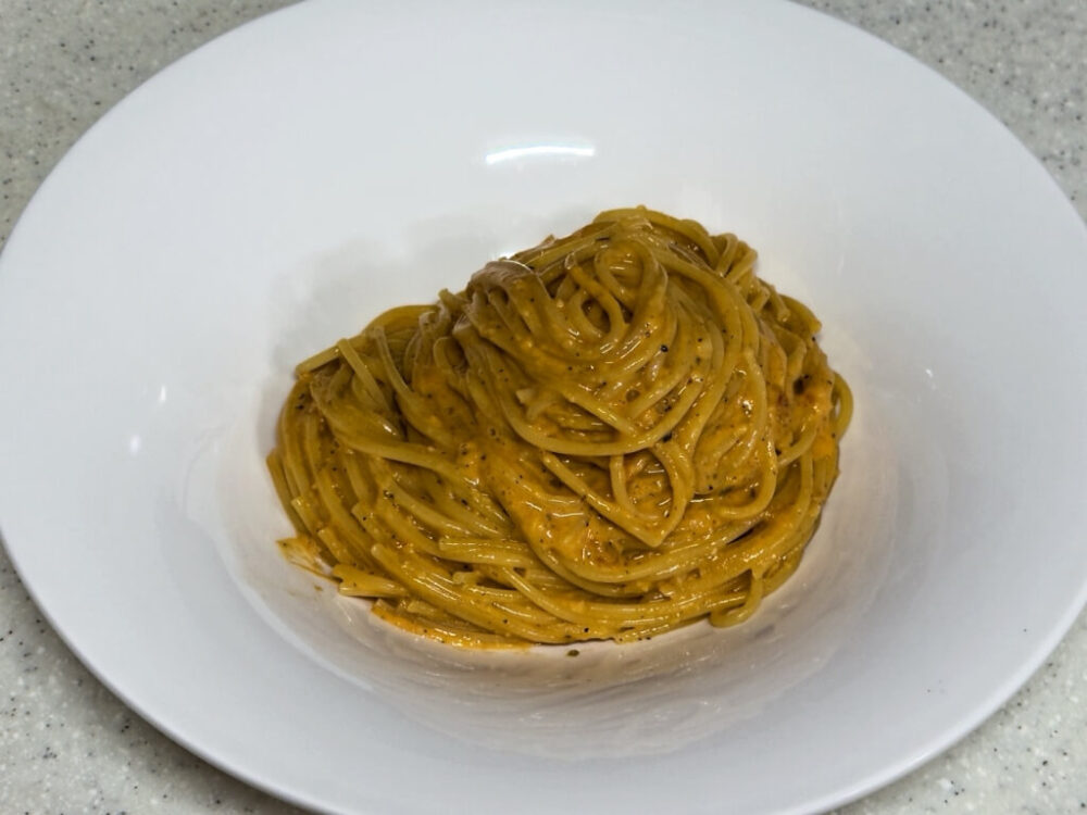ワンパンペッパーチーズパスタレシピの完成した様子