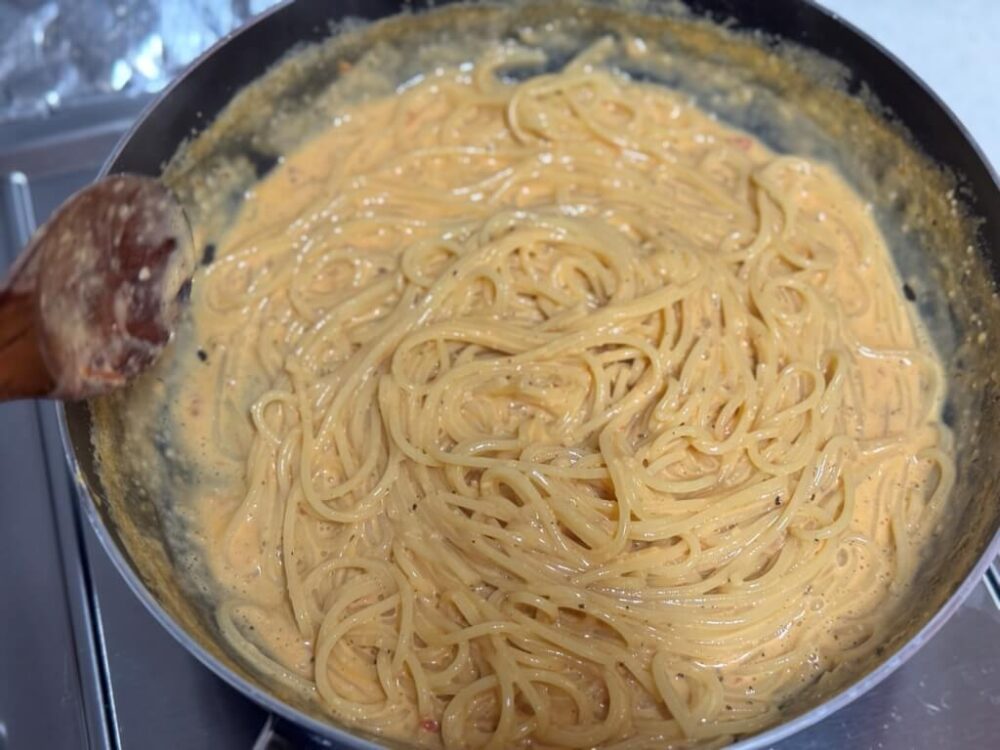 パスタの濃度が濃くなった様子