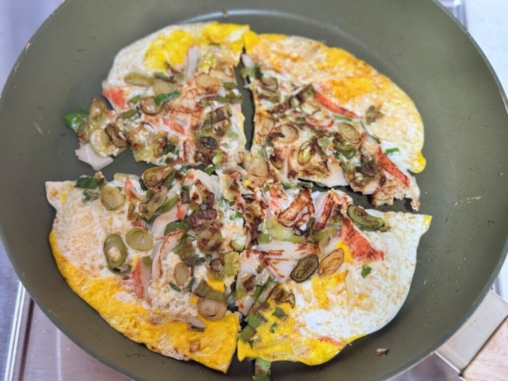 Huevo de puerro volteado