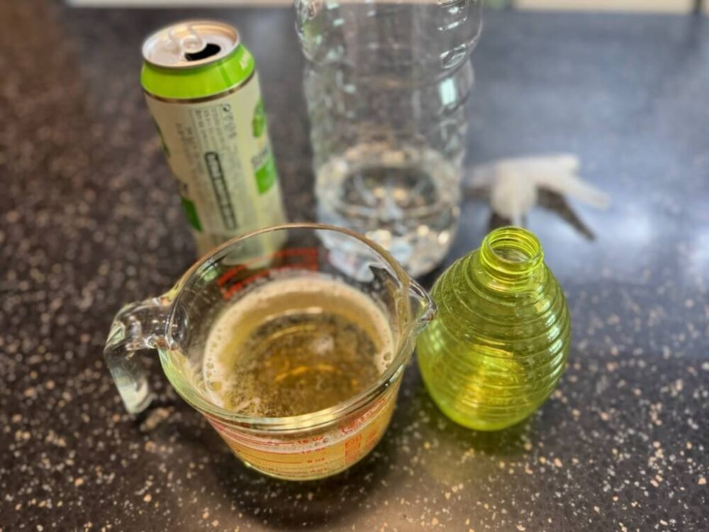 サマースビールと水でスプリッツを作る様子