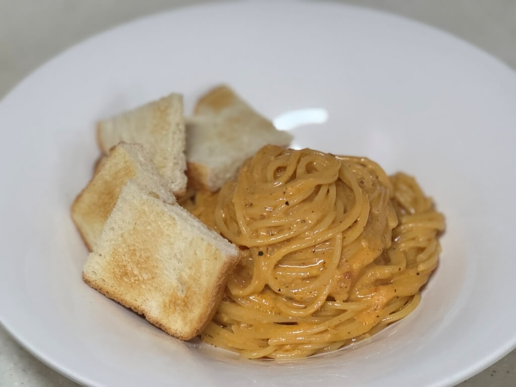 ワンパンコショウチーズパスタレシピ完成した一皿