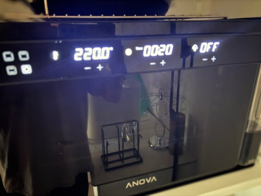 20 minute temperature set at 220 degrees