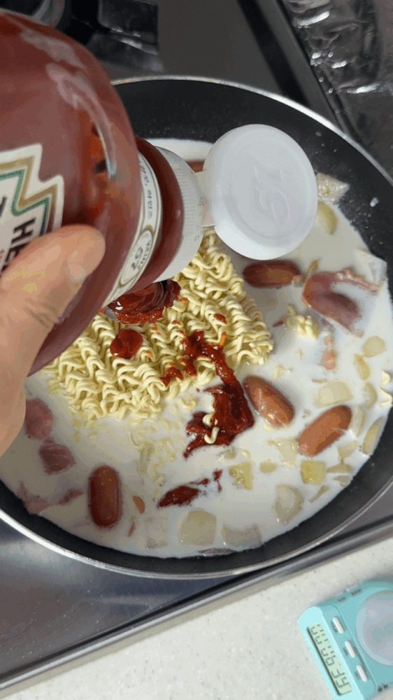 Adding ketchup