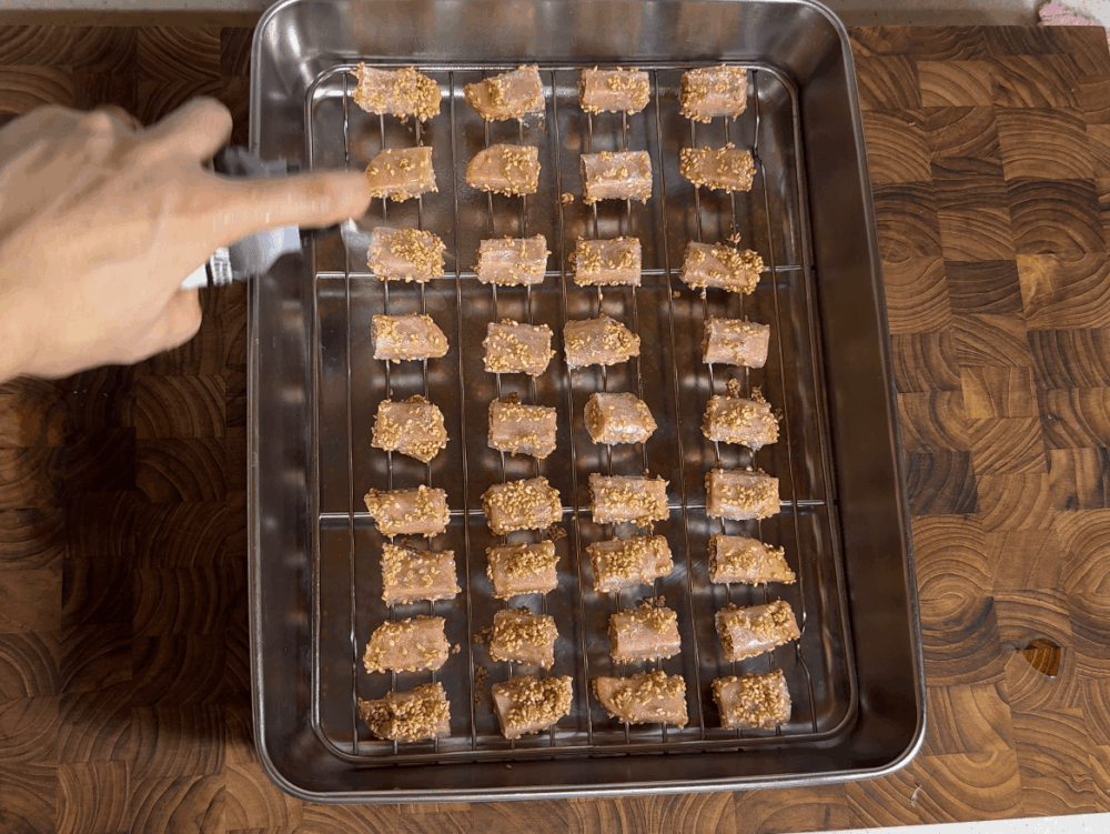 Placed on a tray and drizzled with cooking oil