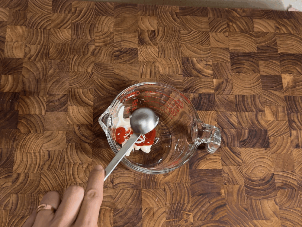Adding tomato ketchup