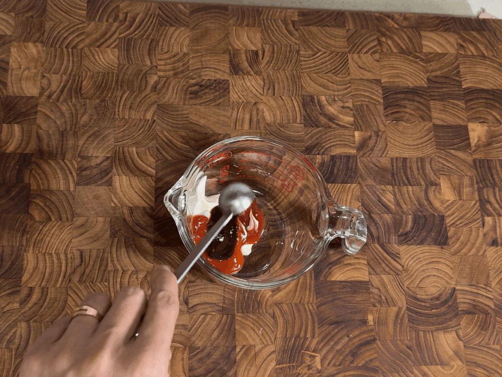 Adding sambal ketchup