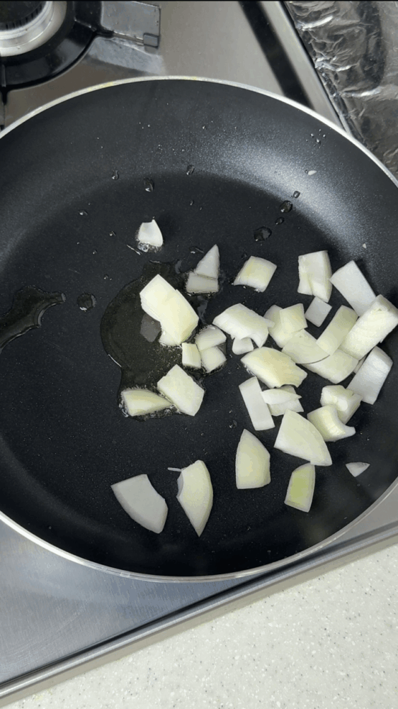 Adding the trimmed onion