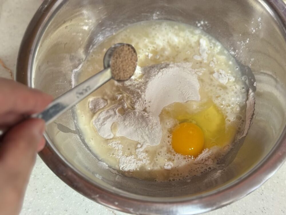 Eggs and hondashi in a bowl