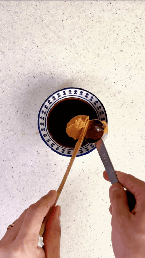 Making the sauce with miso paste