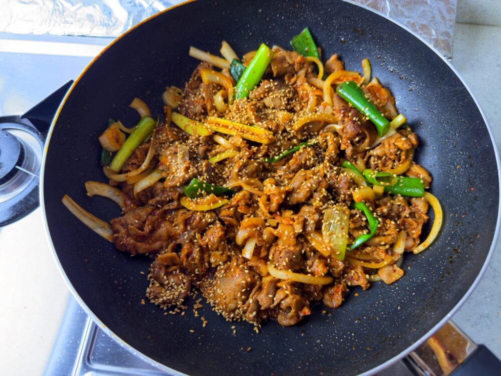 The finalized stir-fried pork belly recipe